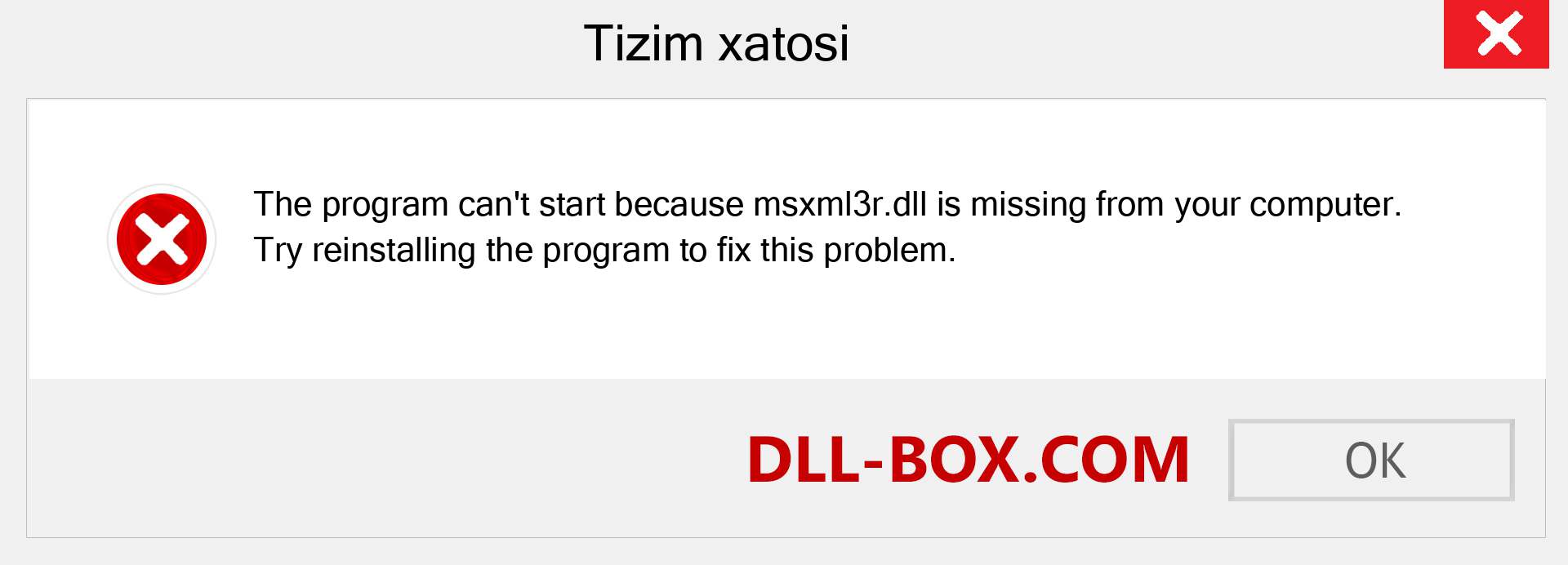 msxml3r.dll fayli yo'qolganmi?. Windows 7, 8, 10 uchun yuklab olish - Windowsda msxml3r dll etishmayotgan xatoni tuzating, rasmlar, rasmlar